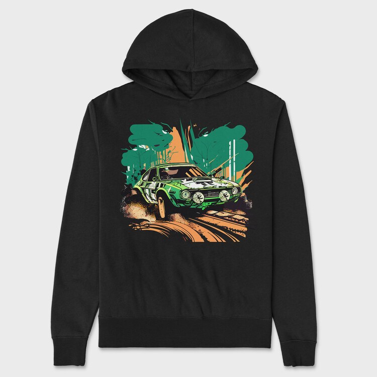 Hand Drawn Rally Car, Hanorac Oversize Barbati (Unisex)