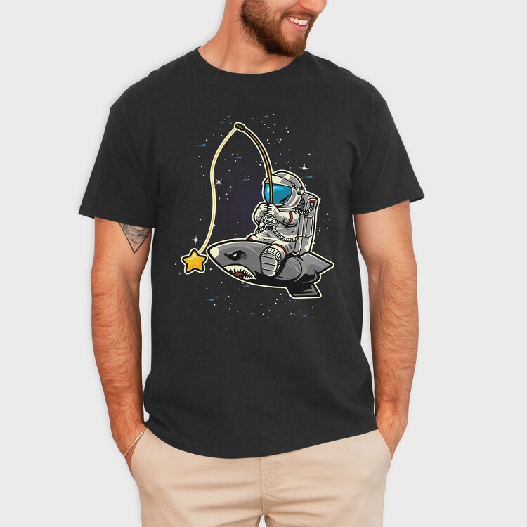 Astronaut Shark Space, Tricou Barbati (Unisex)