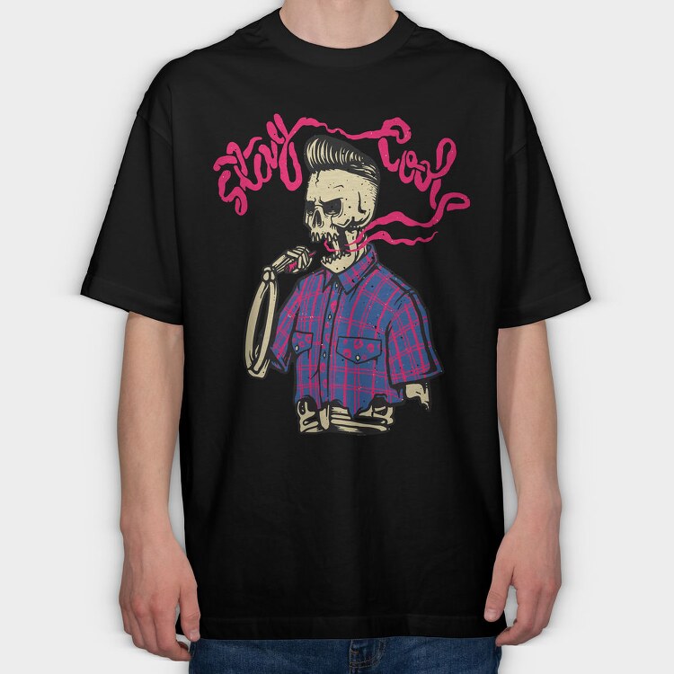 Stay Cool Skull, Tricou Oversize Barbati (Unisex)