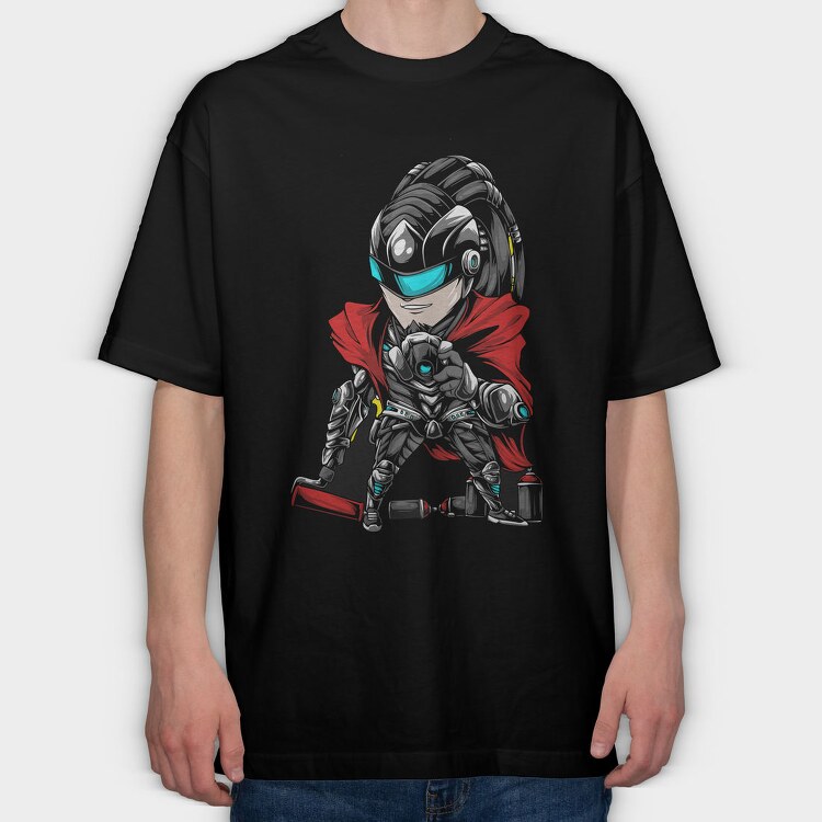 Cyberpunk Hero, Tricou Oversize Barbati (Unisex)