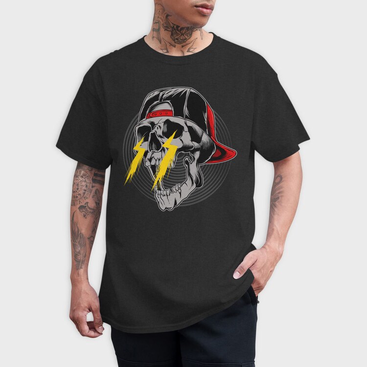 Skull Lightning Cap, Tricou Barbati (Unisex)