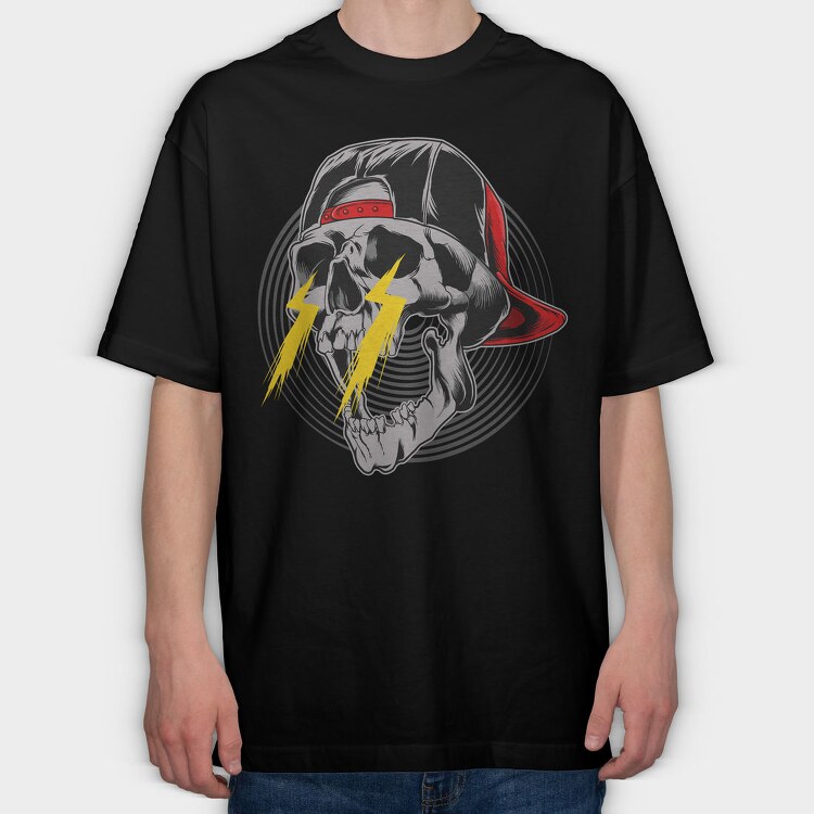 Skull Lightning Cap, Tricou Oversize Barbati (Unisex)