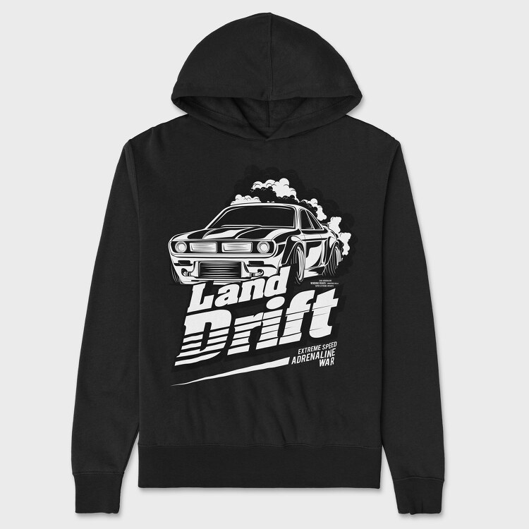 Land Drift Black and White, Hanorac Oversize Barbati (Unisex)