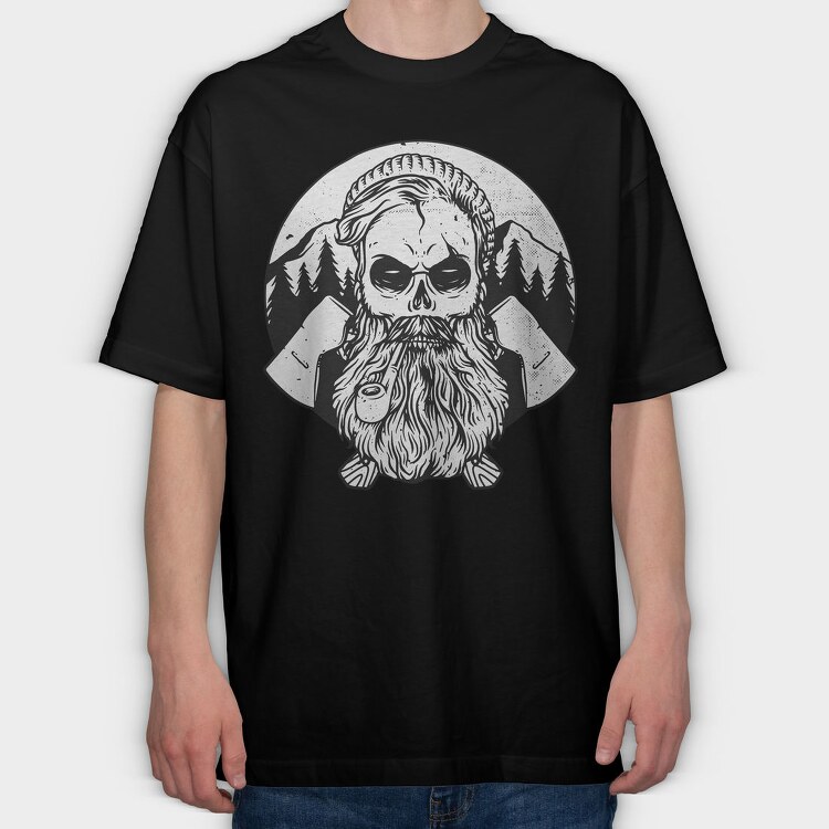Skull Mountain Pipe, Tricou Oversize Barbati (Unisex)