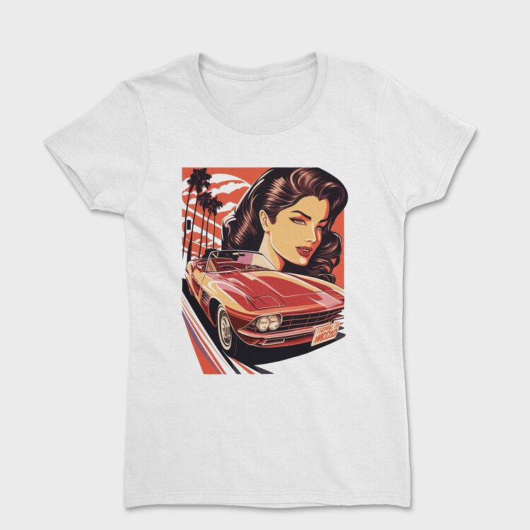 Classic Convertible With Woman and Trees, Tricou Femei