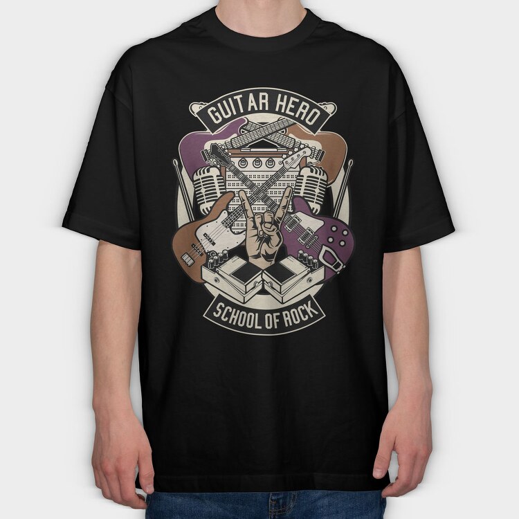 Guitar Hero School Of Rock, Tricou Oversize Barbati (Unisex)