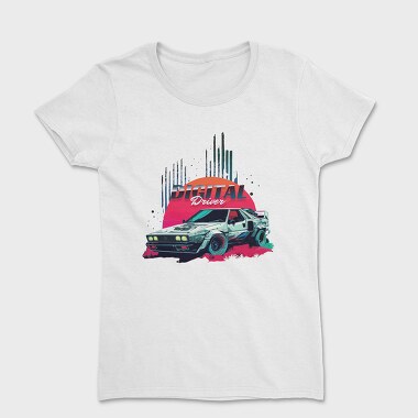 Digital Driver Futuristic Car Vaporwave, Tricou Femei
