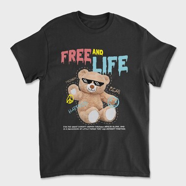 Free Life Bear, Tricou Barbati (Unisex)