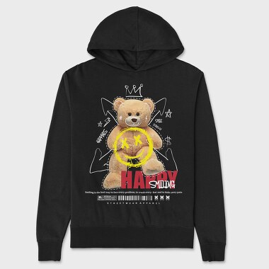 Happy Smiling Bear, Hanorac Oversize Barbati (Unisex)