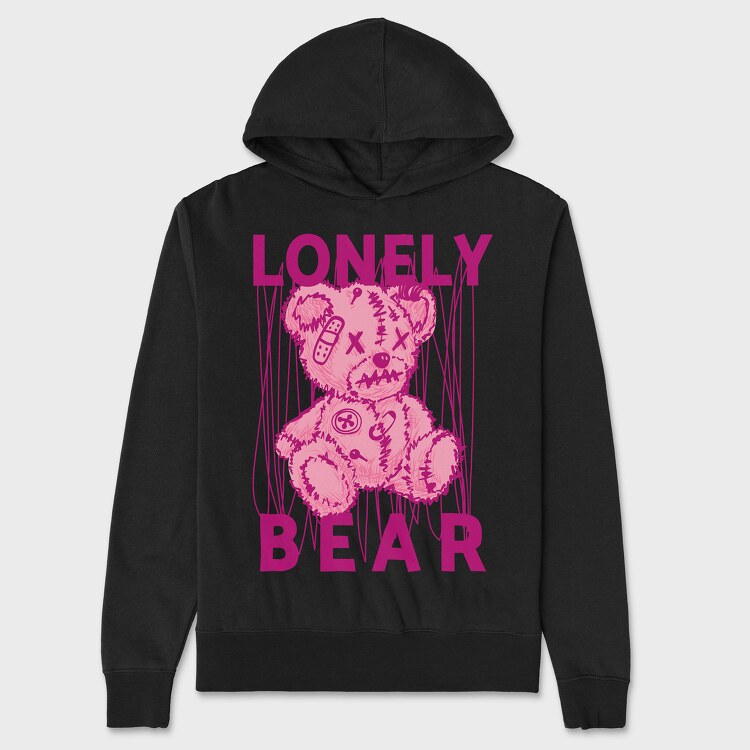 Pink Lonely Bear, Hanorac Oversize Barbati (Unisex)