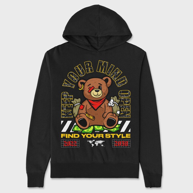 Mind Open Bear, Hanorac Oversize Barbati (Unisex)