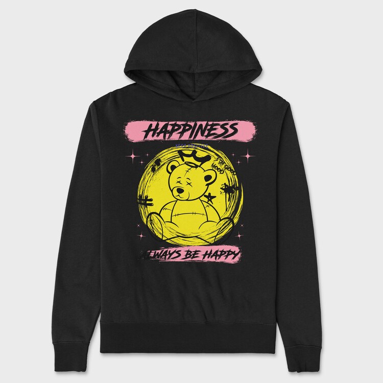 Always Be Happy Teddy Bear, Hanorac Oversize Barbati (Unisex)