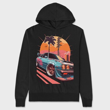 Racing Car Customized Palm Trees Sunset Retro, Hanorac Oversize Barbati (Unisex)
