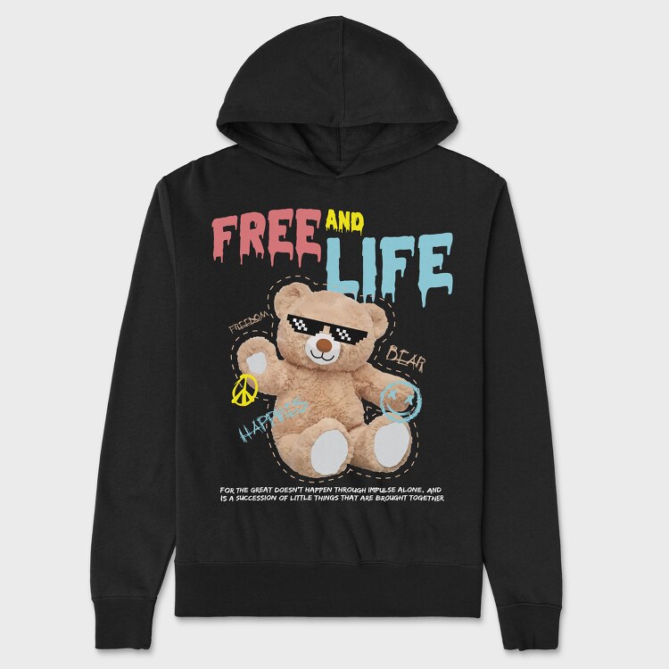 Free Life Bear, Hanorac Oversize Barbati (Unisex)