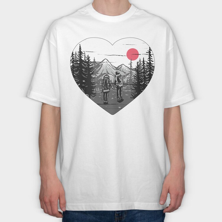 Hiking Heart Adventure, Tricou Oversize Barbati (Unisex)