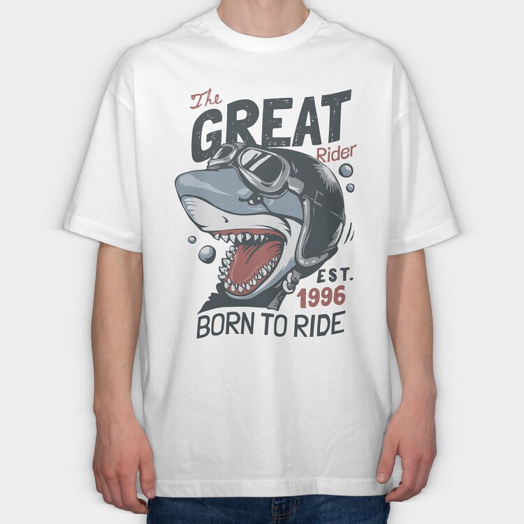 Shark Rider Born, Tricou Oversize Barbati (Unisex)