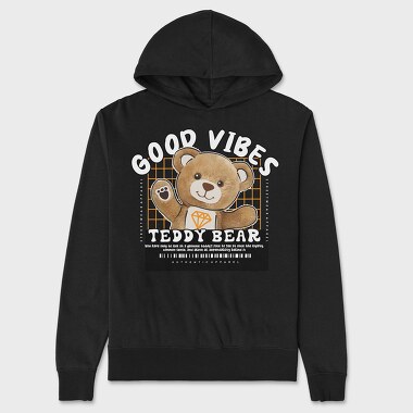 Good Vibes Bear, Hanorac Oversize Barbati (Unisex)