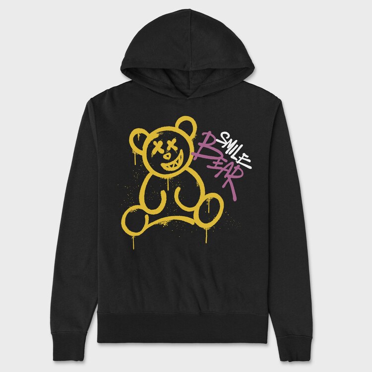 Graffiti Smile Bear, Hanorac Oversize Barbati (Unisex)