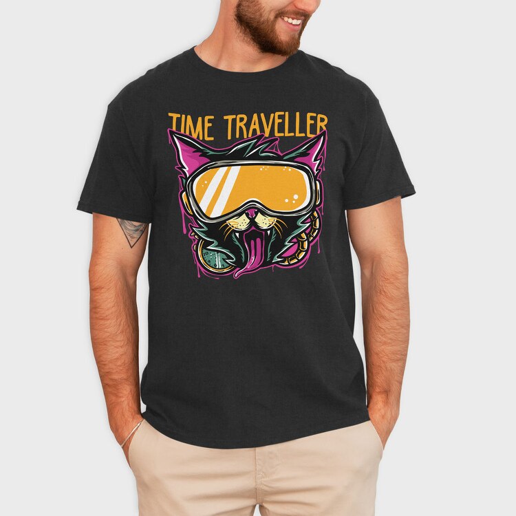 Time Traveler Cat, Tricou Barbati (Unisex)
