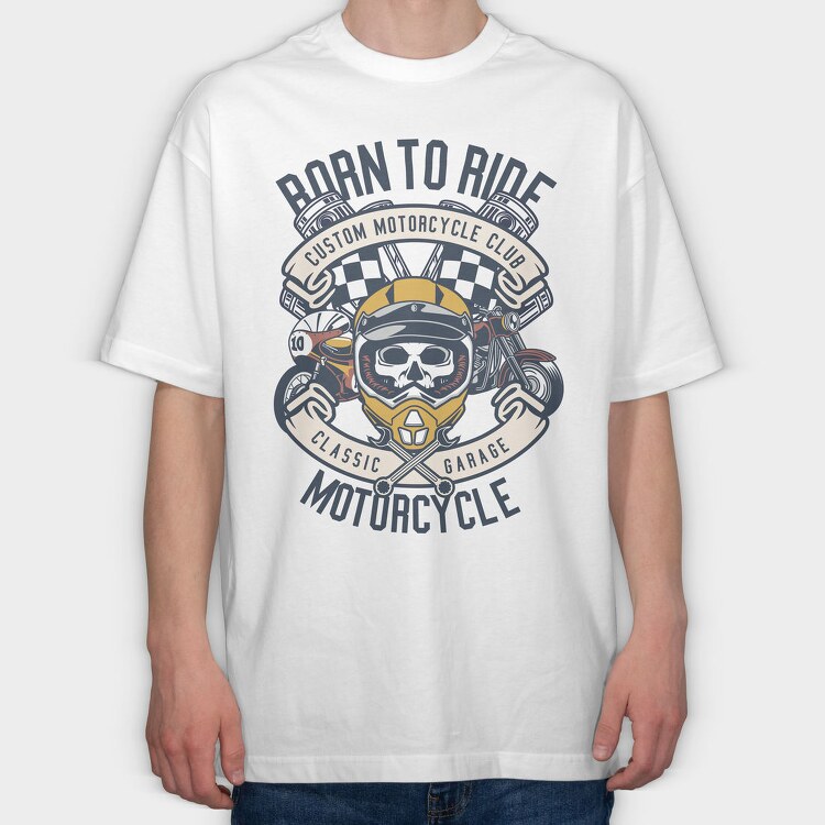 Born To Ride Custom Garage, Tricou Oversize Barbati (Unisex)
