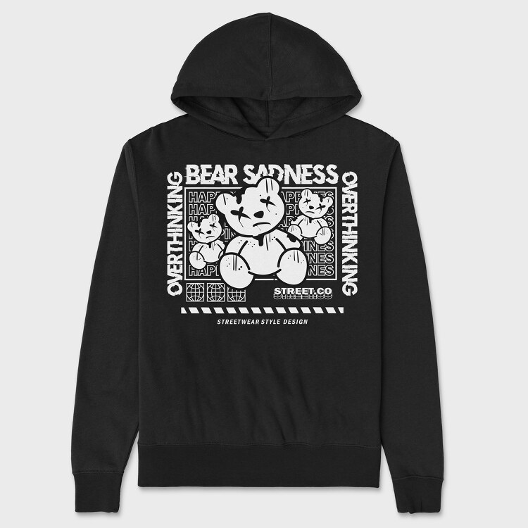 Overthinking Bear, Hanorac Oversize Barbati (Unisex)