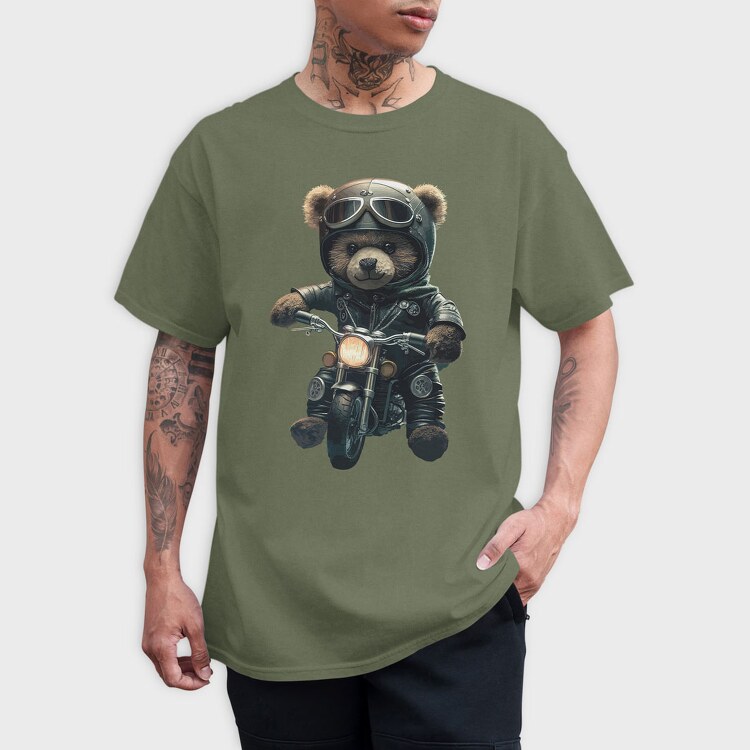 Biker Teddy Bear, Tricou Barbati (Unisex)
