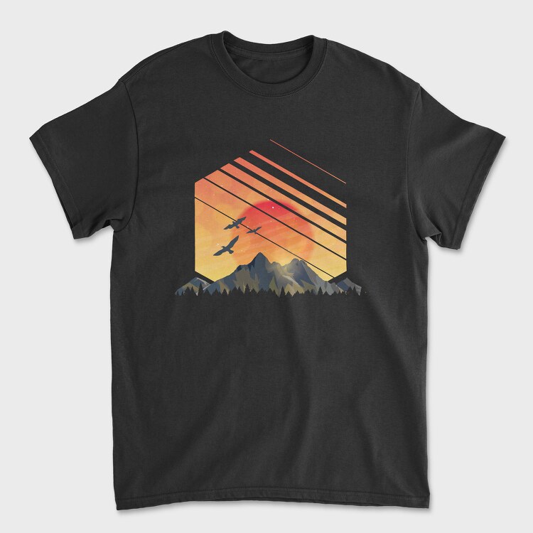 Tricou Barbati (Unisex), Geometric Sunset