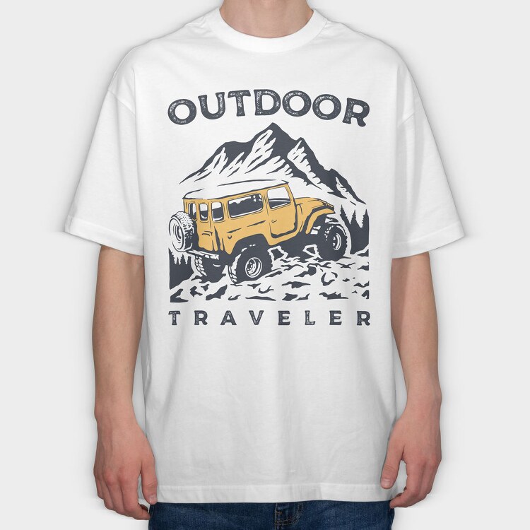 Outdoor Traveler, Tricou Oversize Barbati (Unisex)