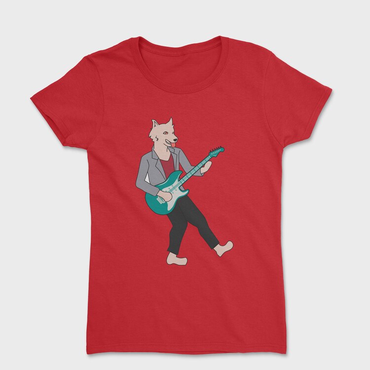 Tricou Femei, Dog Playing Guitar 10