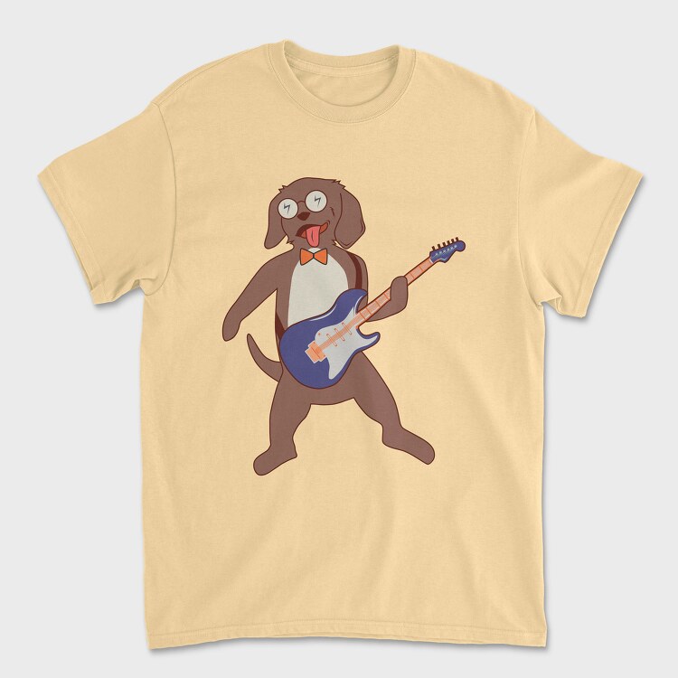 Tricou Barbati (Unisex), Dog Playing Guitar 2