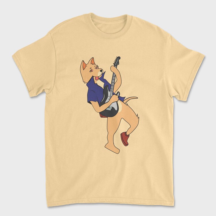 Tricou Barbati (Unisex), Dog Playing Guitar 3