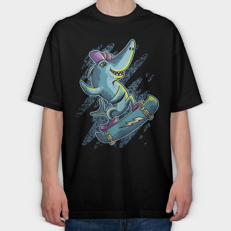 Skate Shark Neon, Tricou Oversize Barbati (Unisex)