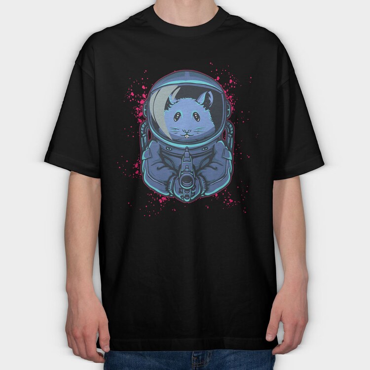 Space Cat Astronaut, Tricou Oversize Barbati (Unisex)