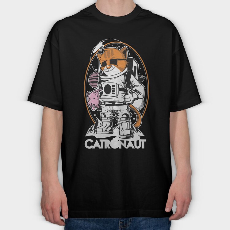 Space Cat Explorer, Tricou Oversize Barbati (Unisex)