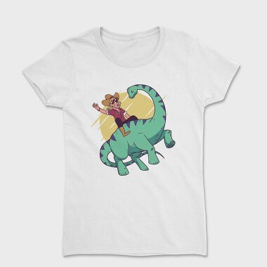 Tricou Femei, Cowboy on Dinosaur