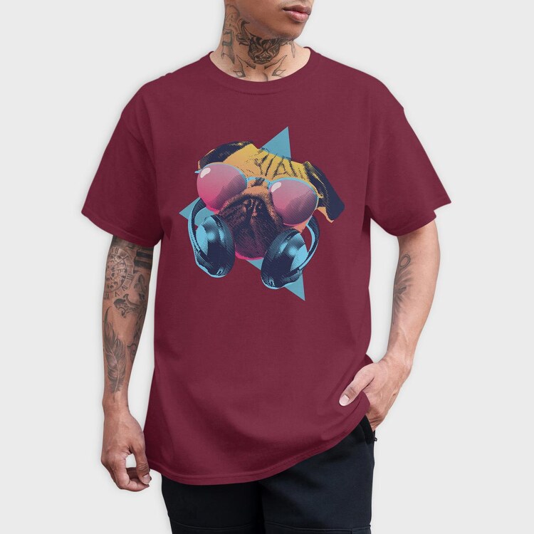 Retro Pug, Tricou Barbati (Unisex)