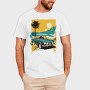 Classic Car Palm Trees Sun Sea City, Tricou Barbati (Unisex)