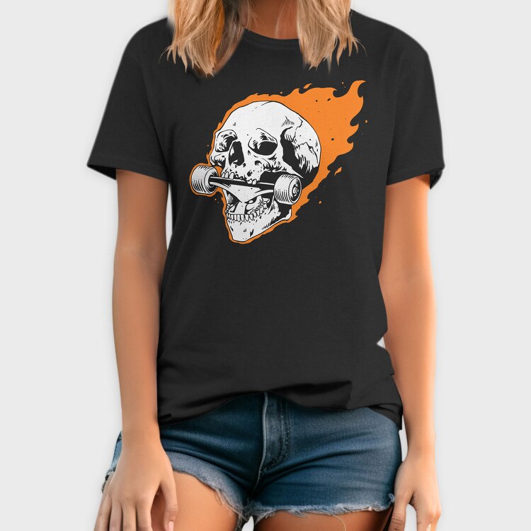 Burning Skull Roller, Tricou Barbati (Unisex)