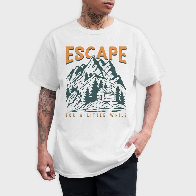 Escape Cabin Mountain, Tricou Barbati (Unisex)