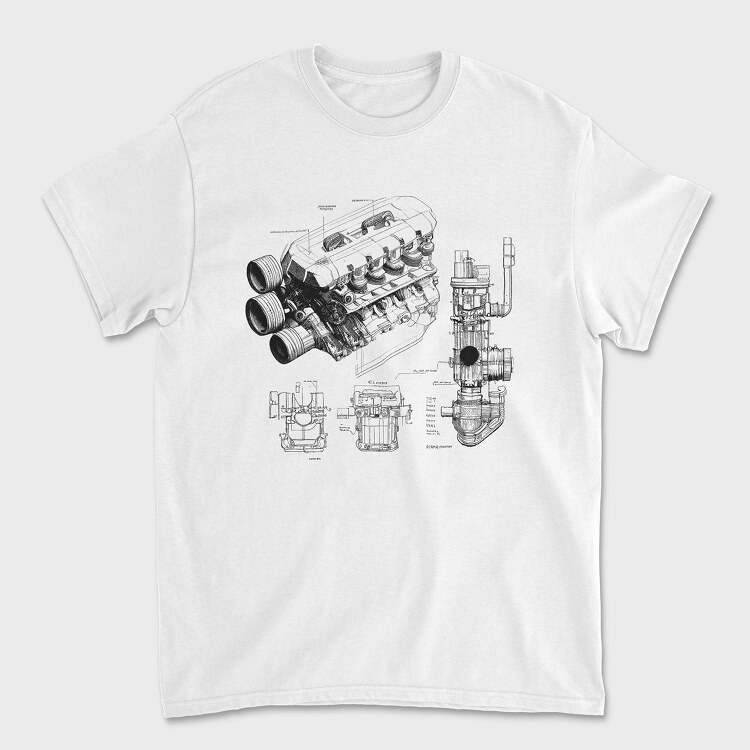 Engine Blueprint, Tricou Barbati (Unisex)