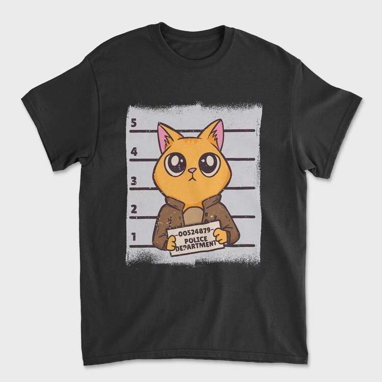 Mugshot Cat, Tricou Barbati (Unisex)