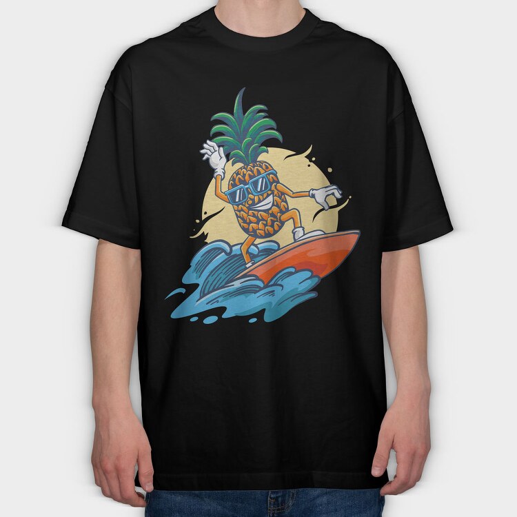 Pineapple Surfer, Tricou Oversize Barbati (Unisex)
