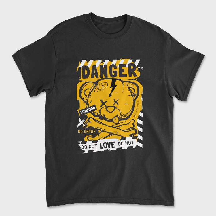 Danger Orange Teddy Bear, Tricou Barbati (Unisex)