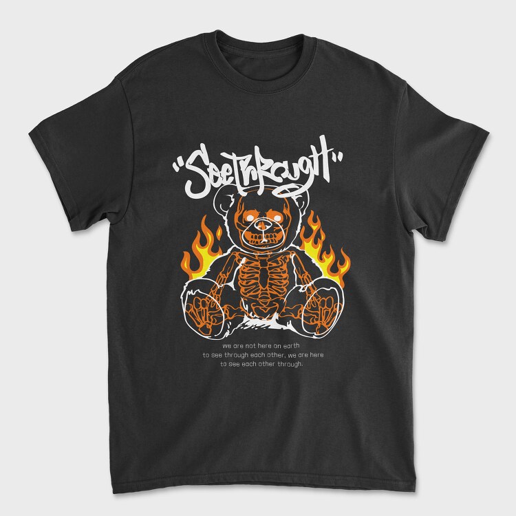 Skeleton Teddy Bear in Flames, Tricou Barbati (Unisex)