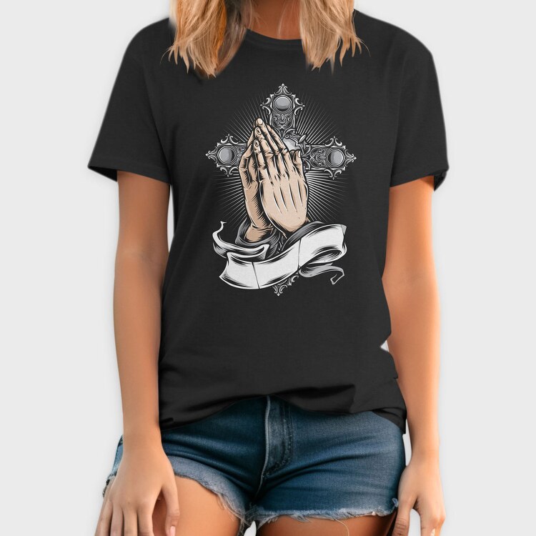 Praying Hands Cross, Tricou Barbati (Unisex)
