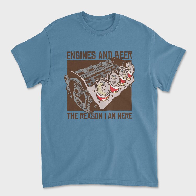 Engine and Beer, Tricou Barbati (Unisex)