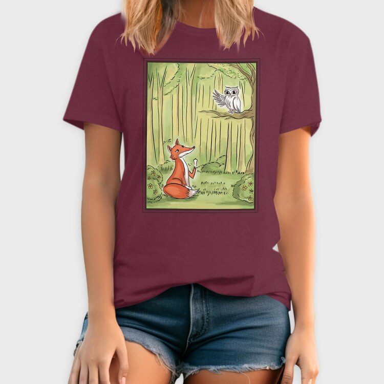 Cute Fox And Owl, Tricou Barbati (Unisex)