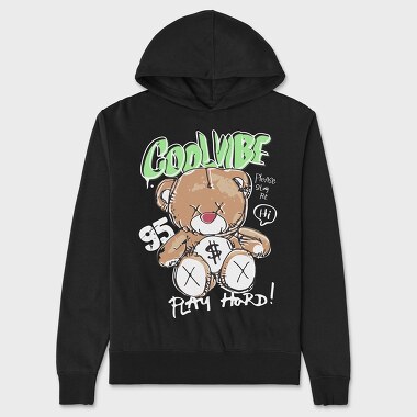 Cool Vibe Teddy Bear, Hanorac Oversize Barbati (Unisex)