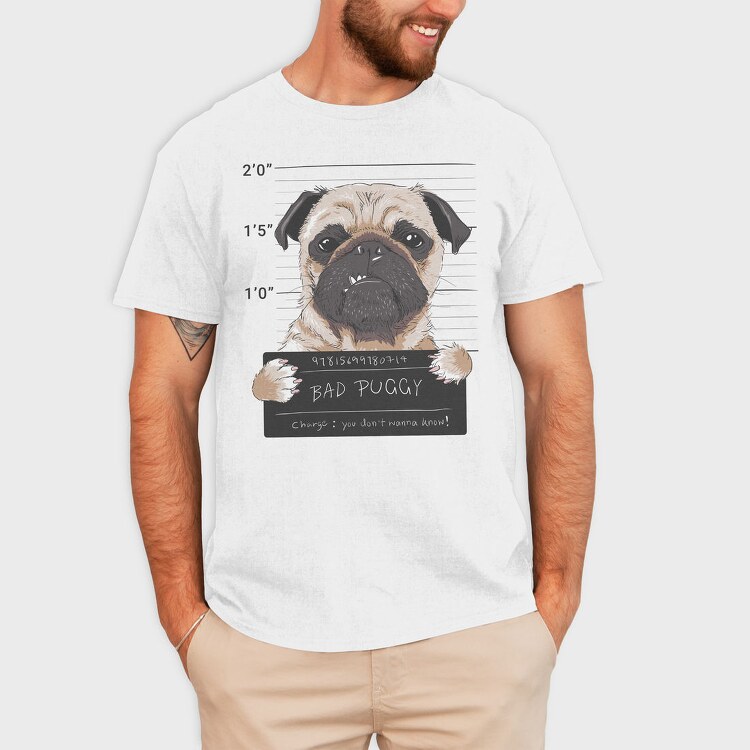 Pug Mugshot, Tricou Barbati (Unisex)
