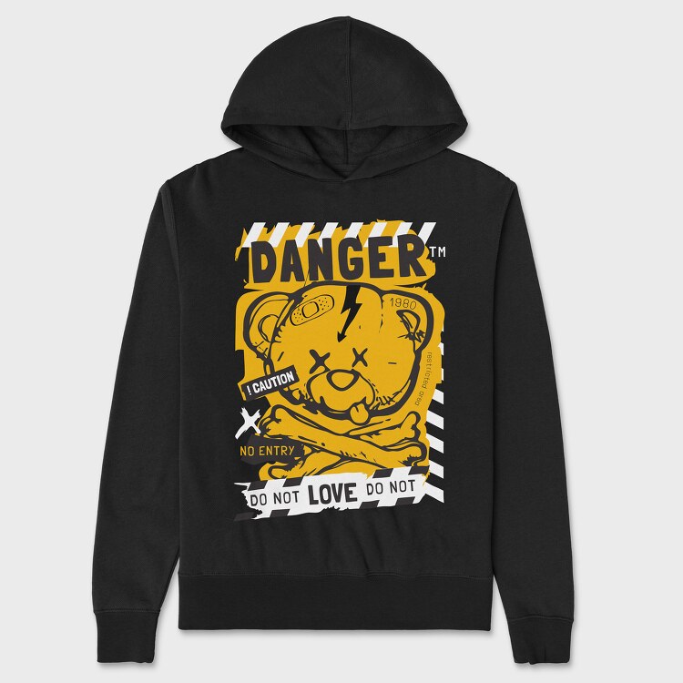 Danger Orange Teddy Bear, Hanorac Oversize Barbati (Unisex)